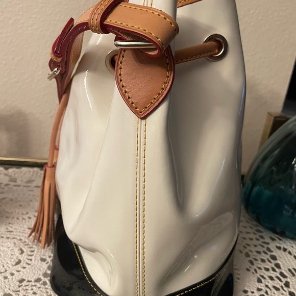 Dooney & Bourke patent leather two tone drawstring bag - Picture 10 of 16
